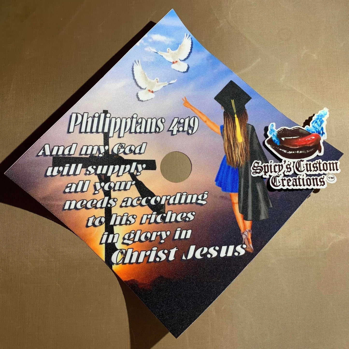 Custom Graduation Cap Topper (PEEL & STICK. CAP NOT INCLUDED)