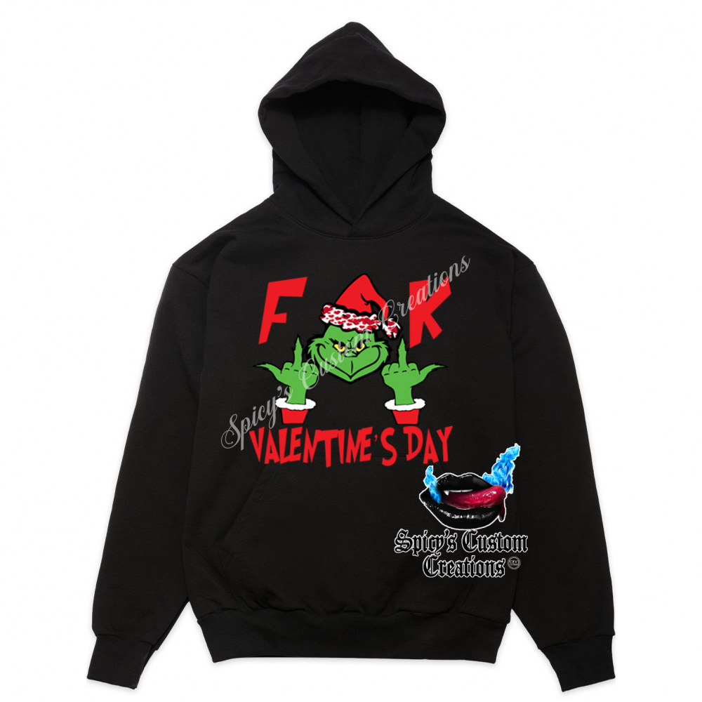 Grinch F Valentine's Day Cotton Unisex Pull-Over Hoodie