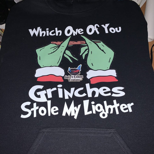 Which One Of You Grinches Stole My Lighter Cotton Unisex Pull-Over Hoodie